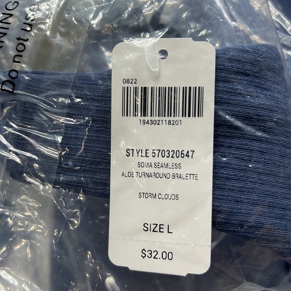 Soma bralette seamless aloe turnaround bralette in storm clouds blue L-XL - Picture 11 of 11